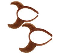 FONDOTIN Serre-tête Cornes Diable Peluche Bandeau Vache Doux et Léger Accessoire Cosplay Halloween et Maquillage Bandeau Pratique pour Visage Lot de Marron Foncé