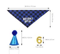 FONDOTIN Set Accessoires Fête Anniversaire Chien avec Bandana Doux et Chapeau à Sequins Bleu Décoration Exclusive pour Animaux de Compagnie Confort Respirant et Design