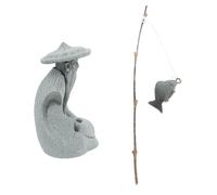 FONDOTIN Statue Pêcheur Résine Décoration Jardin Aquarium Zen Asiatique Sculptures Poisson Résistante pour Espace et Naturel