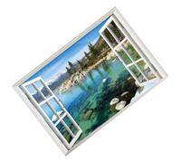 FONDOTIN Sticker Mural Fenêtre Réaliste Autocollant Décoratif Amovible pour Chambre et Salon Décoration Murale Facile à Poser Motif Mural pour Intérieur