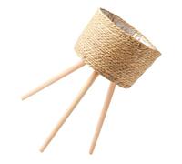 FONDOTIN Support De Jardinière Au Sol Paniers en Osier sur Pieds Panier D'intérieur en Rotin Support De Tabouret De Fleur De Plante Récipient en Pot Supports en Bois Cadre Décoratif