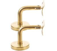FONDOTIN Support de Main Courante en Acier Inoxydable 2 Pièces Fixation Murale Dorée 60X60 MM Supports Robustes pour Rampe D’Escalier Intérieure Résistants aux Rayures et à la