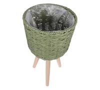 FONDOTIN Support de Plantes Dangle Tressé Rotin Naturel Pot de Fleur Pied Compact pour Intérieur Présentoir Élégant pour Décoration Maison