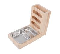 FONDOTIN Support pour Gamelles en Bois Et Acier Inoxydable pour Cochon Dinde Hollandais sans Base pour Une Alimentation Facile