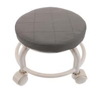 FONDOTIN Tabouret Roulant Rond en Similicuir Gris 25 CM Pivotant à 360° avec roulettes Universelles Siège Bas Mobile pour Salon de Beauté Manucure Spa et Soins Professionnels