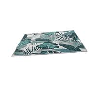 FONDOTIN Tapis Carré de Bananier Vertes Tapis de Sol Naturel et Lavable Décoration Intérieur pour Chambre et Salon Motif Tropical Plantain Leaf