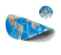 FONDOTIN Tapis Rond Antidérapant Motif Carte du Monde Grand Format 120 CM Polyester Résistant Bleu Tapis de Salon et Chambre Polyvalent Protection Sol pour Chaise et Espace Détente