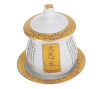 FONDOTIN Tasse à Eau Bouddhiste Céramique avec Motifs Sacrés Coupe Offrande Élégante et Résistante pour Rites Religieux et Autel Taille L Blanche