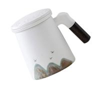 FONDOTIN Tasse à Thé Céramique avec Infuseur et Poignée Mug et Compact pour Infusion de Thé Vrac Tasse Polyvalente pour Maison Bureau et Voyage Résistante et Pratique avec Fond Protecteur