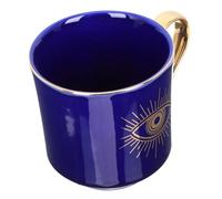 FONDOTIN Tasse Céramique Artistique Evil Eye Bleu Profond Mug Eau Multifonction pour Café et Thé Design Simple et Créatif Adapté Maison Bureau Restaurant