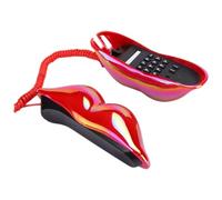 FONDOTIN Téléphone Fixe Rouge Forme Lèvres Design Créatif Décoration Bureau Maison Stable Portable Matériau Écologique