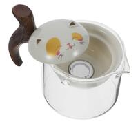 FONDOTIN Théière Céramique avec Poignée Latérale Bois Bouilloire à Thé Rotative Infuseur Intégré pour Infusion de Vrac Tisanière Maison Sûre et Facile à Verser