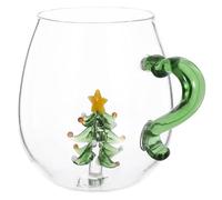 FONDOTIN Verre à Vin Figurine Sapin de Noël Créatif Tasse Verre Transparent pour Boissons Festives Cadeau Élégant pour de Noël et An