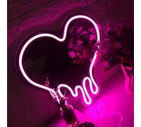 Fondre Amour Néon Acrylique Miroir Lumière LED Lumière à l'épreuve Facile à transporter Lumière réglable et décoration de beauté à la maison Pratique et beau