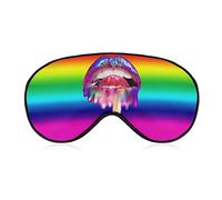 Fondre les lèvres avec la langue Gay Pride Flag Masque pour les yeux de sommeil Couverture de sommeil douce Couverture de masque de sommeil avec les yeux bandés pour le voyage du sommeil