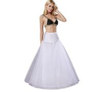 Fonds de Robe, A Ligne Crinoline Jupon per Robes Mariage, Femme Longue Jupons sous-Robe, 50s Vintage Rockabilly A-Line Underskirt Petticoat, 1 Cerceau 2 Couche A-Ligne Demi-Jupe avec Lacet(Blanc,42)