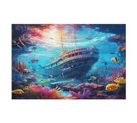 Fonds Marins : Un Banc de Poissons Puzzles Adultes 1000 Pièces Puzzle Adulte Jeu ÉduChatif Challenge Toy en Bois pour Enfants （75×50cm）