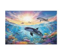 Fonds Marins : Un Banc de Poissons Puzzles en Bois 1000 Pièces pour Adultes, Matériaux Recyclables De Qualité Supérieure Puzzle, Jeu en Famille, （75×50cm）