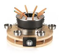 Kitchen Chef Appareil à fondue 8 personnes 1300W Caquelon anti-adhésif Support bois véritable
