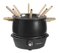 Bestron appareil a fondue, fondue electrique pour maximum 8 personnes, avec 8x fourchettes à fondue et thermostat réglable, anti-éclaboussures, Couleur: noir/bois