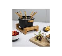 Fondue 800w 8 fourchettes bamboo et fonte d'alu noire Princess 173025-01-001