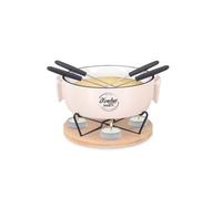 COOK CONCEPT KA4599 Service A Fondue Chauffe-Plat Et Pique X4 Cuisine Cuisson Specifique Plaque Rechaud Plancha Barbecue, Céramique, Bambou-Blanc-Noir