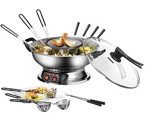 Fondue chinoise électrique tout inox avec grill - Unold 48746 - 1950 watts
