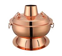 Fondue Chinoise en cuivre de Style rétro | Shabu-shabu Traditionnel | Marmite à Charbon en Acier Inoxydable de 32 cm | Élégant Motif de Roses, pour Une expérience culinaire Authentique.