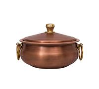 Fondue Chinoise Familial Pot Chaud En Cuivre De Style Shabu, Marmite Cuisson Avec Couvercle Et Poignées, Batterie Cuisine Traditionnelle Multifonction(16cm)