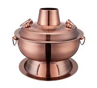 Fondue Chinoise Traditionnelle en cuivre - Une Fondue rétro de 34 cm avec Un réchaud à Charbon en Acier Inoxydable, pour Une expérience Authentique de Fondue Chinoise, idéale pour Les réunio
