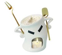 Fondue Chocolat Bougie, Céramique Tasses À Fondue Au Chocolat Avec Cuillère Et Fourchette, Pour Fruits De Mer Dîner Dessert Sauce Fromage Lait Pains Caramel Soirée Romantique Anniversaire Mariage