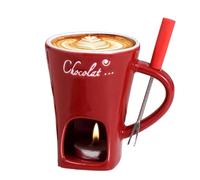 Fondue Chocolat Bougie, Tasses à Fondue Au Chocolat, 200 ML Céramique Tasse à Fondue Candy avec Fourchette, pour Dîner Chauffe-Beurre Tapas à La Maison, Fondoir pour Chocolat et Fromage