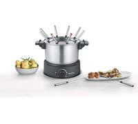 Fondue Électrique 8 Personnes Avec Caquelon Inox Amovible, Inclus : Protection Antiprojections Et 8 Fourchettes, Noir/Inox, Fo 2470