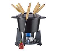 Fondue Grenole Set à fondue en fonte avec 8 fourchettes à fondue Noir Ø 15,5 cm