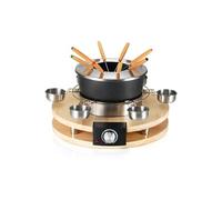 Kitchen Chef Appareil à fondue 8 personnes 1300W Caquelon anti-adhésif Support bois véritable