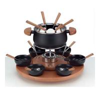 Fondue - KELA - Carrousel Nature - 23 pièces - Émaillé - Pour 6 personnes - Inox et bois