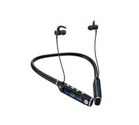 Fone de Ouvido Esportivo Extra Longo com ReproduÃ§Ã0o Bluetooth e Microfone Pendurado no PescoÃ§o para Corrida EstÃreo Tela LCD Preto