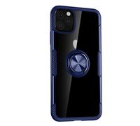 fonefunshop Case for iPhone 11 Pro Blue Slim Clear Cover with Magnetic Ring Holder Stand