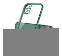 fonefunshop Compatible with IP 12 Mini - Clear Silicone Case with Dark Green Edge