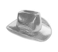 fonefunshop Mirrored Cowboy Hat - Silver Cowgirl Hat with Lightweight Reflective Mirror Ball Effect - One Size Fits Most