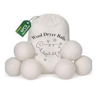 Foneso Woll Lot de 6 balles de séchage XXL 100 % laine de mouton de Nouvelle-Zélande, réutilisables pour sèche-linge et doudounes