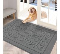 FONEYI Paillasson d'intérieur en Caoutchouc antidérapant, Tapis Magique pour Porte d'entrée, Lavable en Machine, Gris, 61 x 91,4 cm