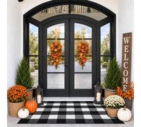 FONEYI Tapis d'extérieur à Carreaux Buffalo - 81,3 x 121,9 cm - Antidérapant et Absorbant - Tapis d'entrée pour intérieur et extérieur - Lavable - pour Porche d'entrée/Maison de Ferme - Noir et Blanc