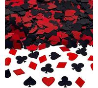FONGKNOX Lot de 30 g de confettis de poker noirs et rouges pour fête sur le thème de Las Vegas, décorations de nuit pour anniversaire, mariage, carnaval, décorations de fête