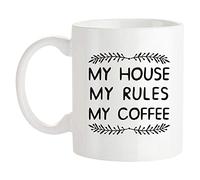 Fonhark - Tasse à café fantaisie « My House, My Rule, My Coffee », 325 ml, blanc