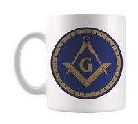 Fonhark - Tasse maçonnique, symbole franc-maçon carré et boussole, tasse de lodge franc-maçonnerie, Prince Hall frère Maçon, 325 ml, tasse à café fantaisie, blanc