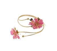 FonHNDG Bracelet à fleurs for le haut du bras, spirale dorée, émail rose