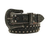 FonHNDG Ceinture Renaissance Ceinture en cuir for homme avec strass sertis à la main, boucle alliage, style punk hip-hop foncé(125cm)