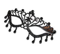 FonHNDG Masques de fête Masque de bal mascarade, coiffure fête mariage, bijoux avec pompon en strass, accessoires for robe Banquet(Black)