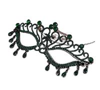 FonHNDG Masques de fête Masque de bal mascarade, coiffure fête mariage, bijoux avec pompon en strass, accessoires for robe Banquet(Black Green)